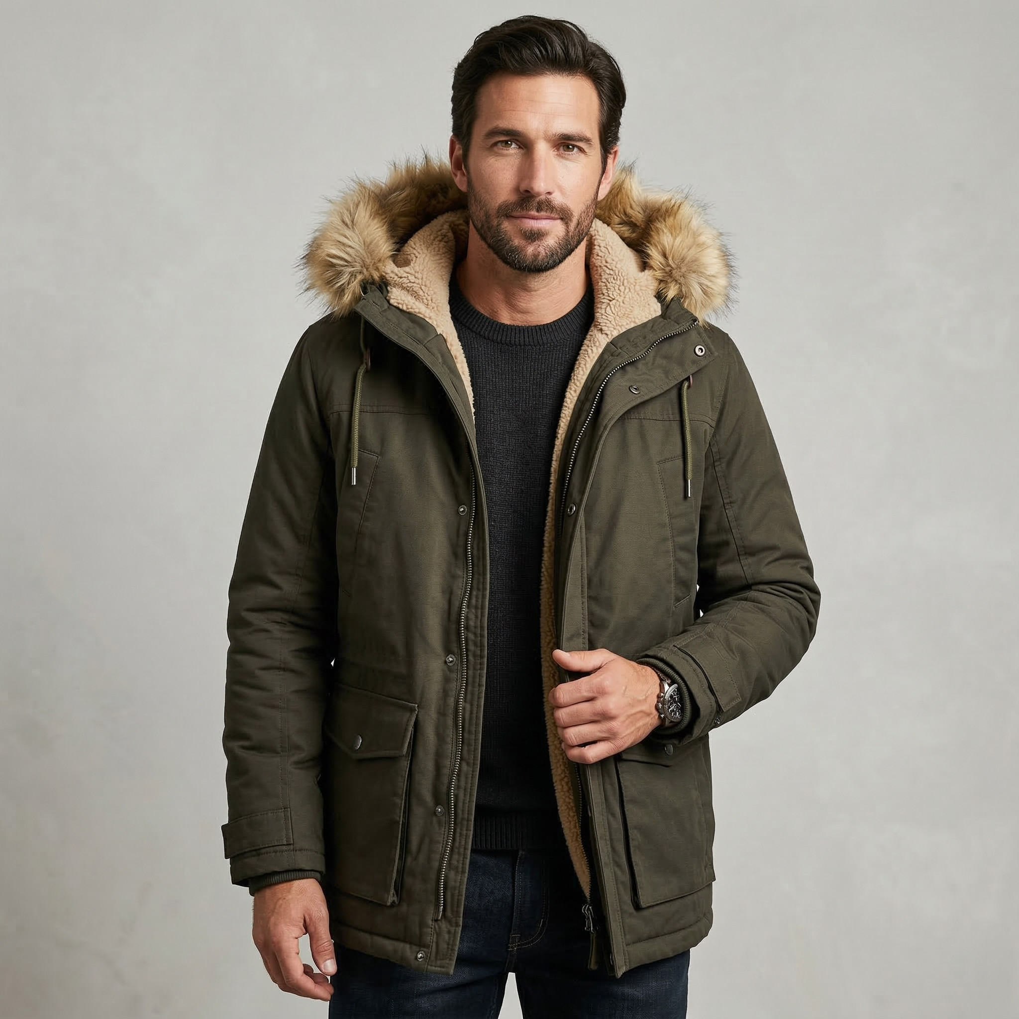 Northvale Sherpa-Lined Fur Hood Parka
