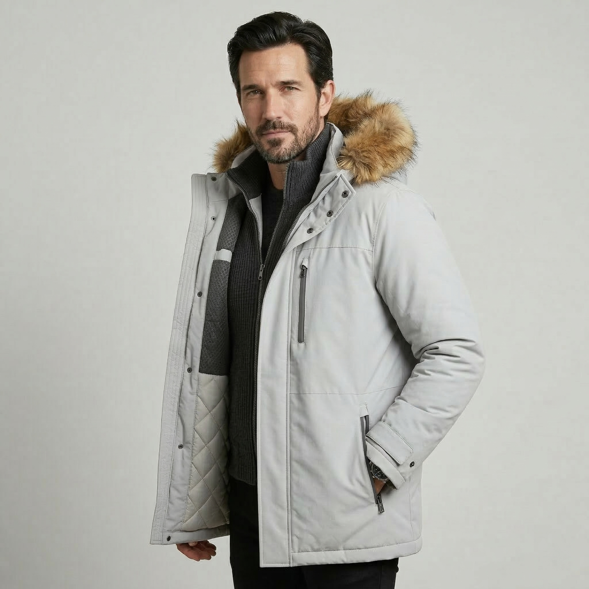 Eldridge Ice Gray Fur-Trim Parka
