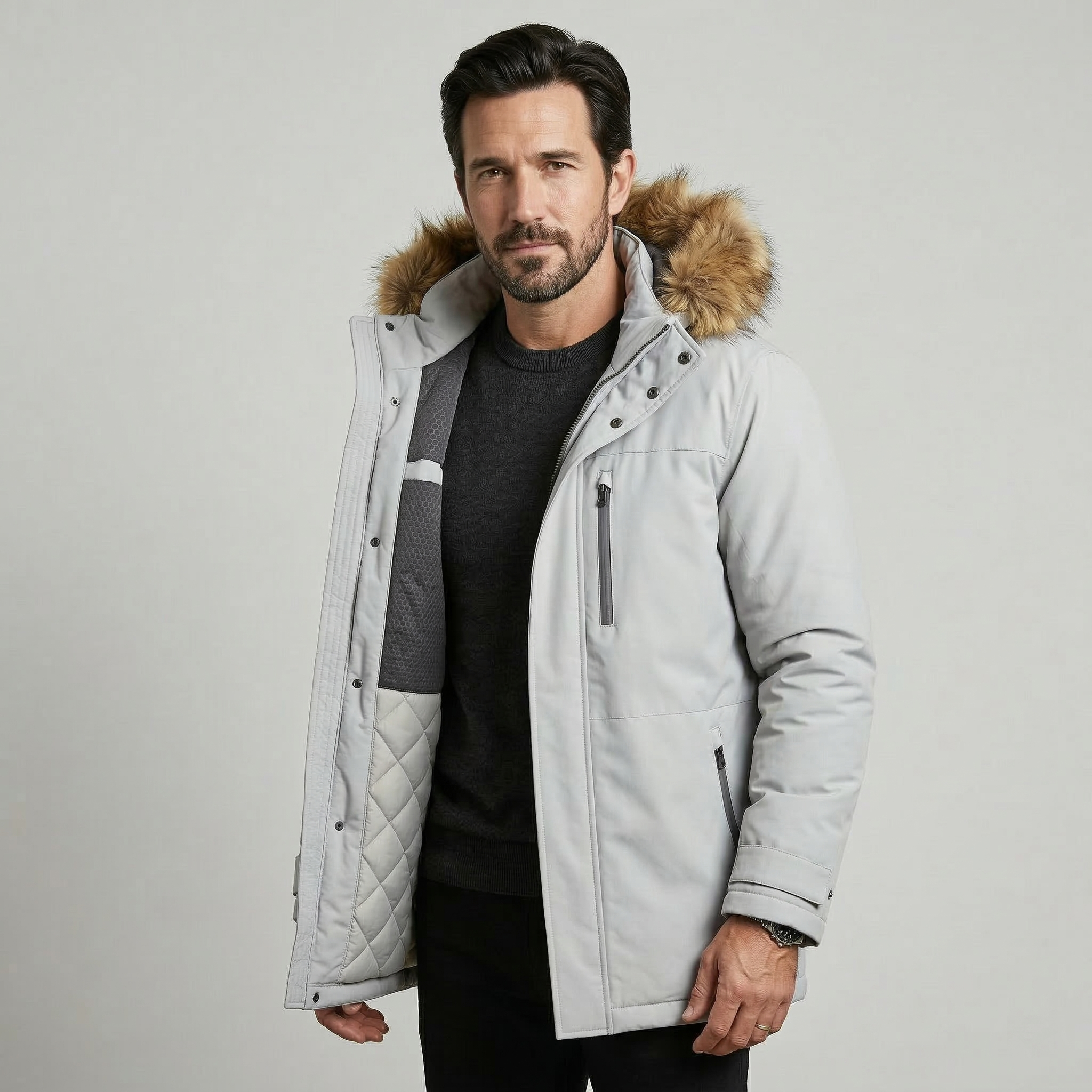 Eldridge Ice Gray Fur-Trim Parka
