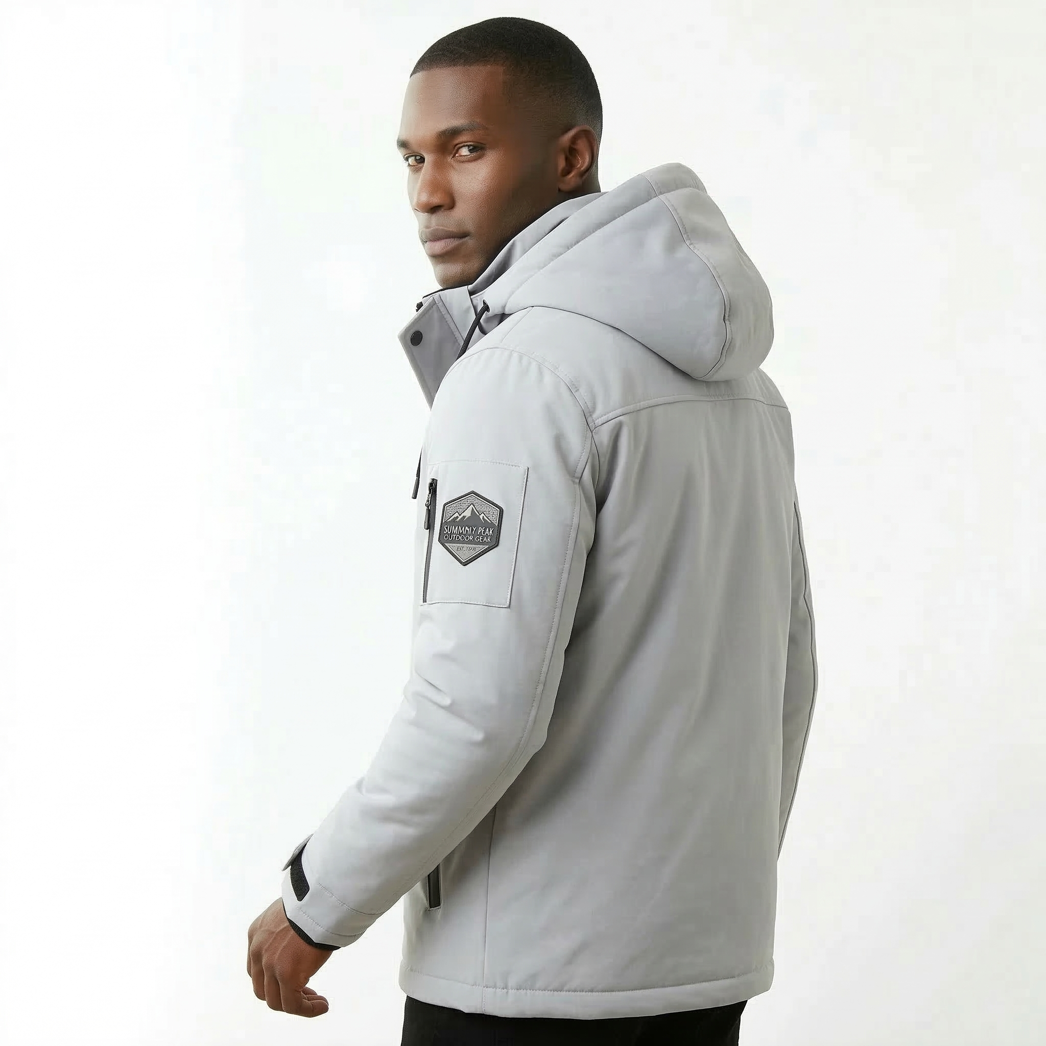 Arden Ice Gray Technical Hooded Jacket