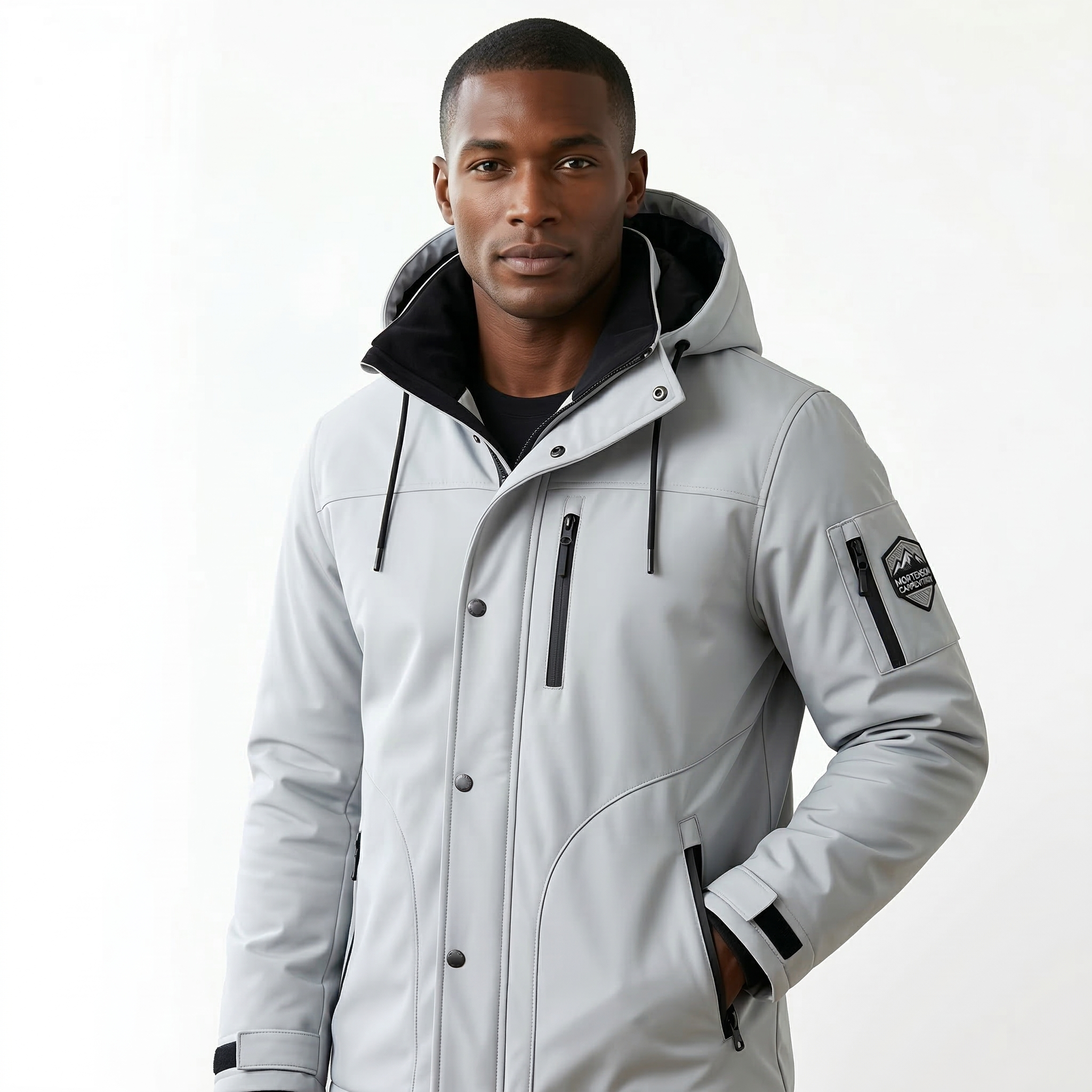 Arden Ice Gray Technical Hooded Jacket