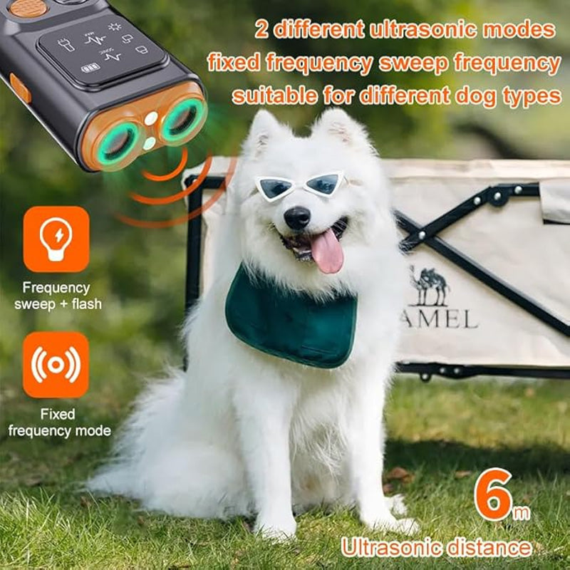 Ultrasonic Anti-Bark Device – LED Flash, 6m Range & Rechargeable 800mAh