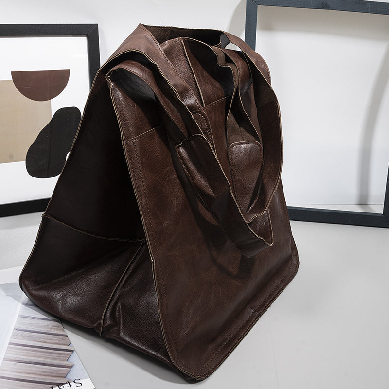 Unisex Leather Weekender Duffel Bag – PU Leather, 32×28×35cm & Adjustable Straps