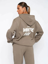 Elise – Comfortable Women's Tracksuit - Light Gray / Light Brown