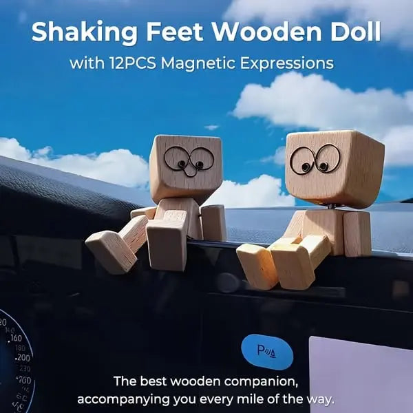 Handgemachte Holzfigur – Wippender Begleiter für Fröhliche Autofahrten | Perfektes Geschenk für Kinder und Autofans