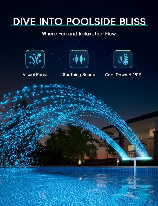 Solar Pool Fountain – RGB LED Dual-Arch Jets, Remote & App Control & 10-Hour Runtime