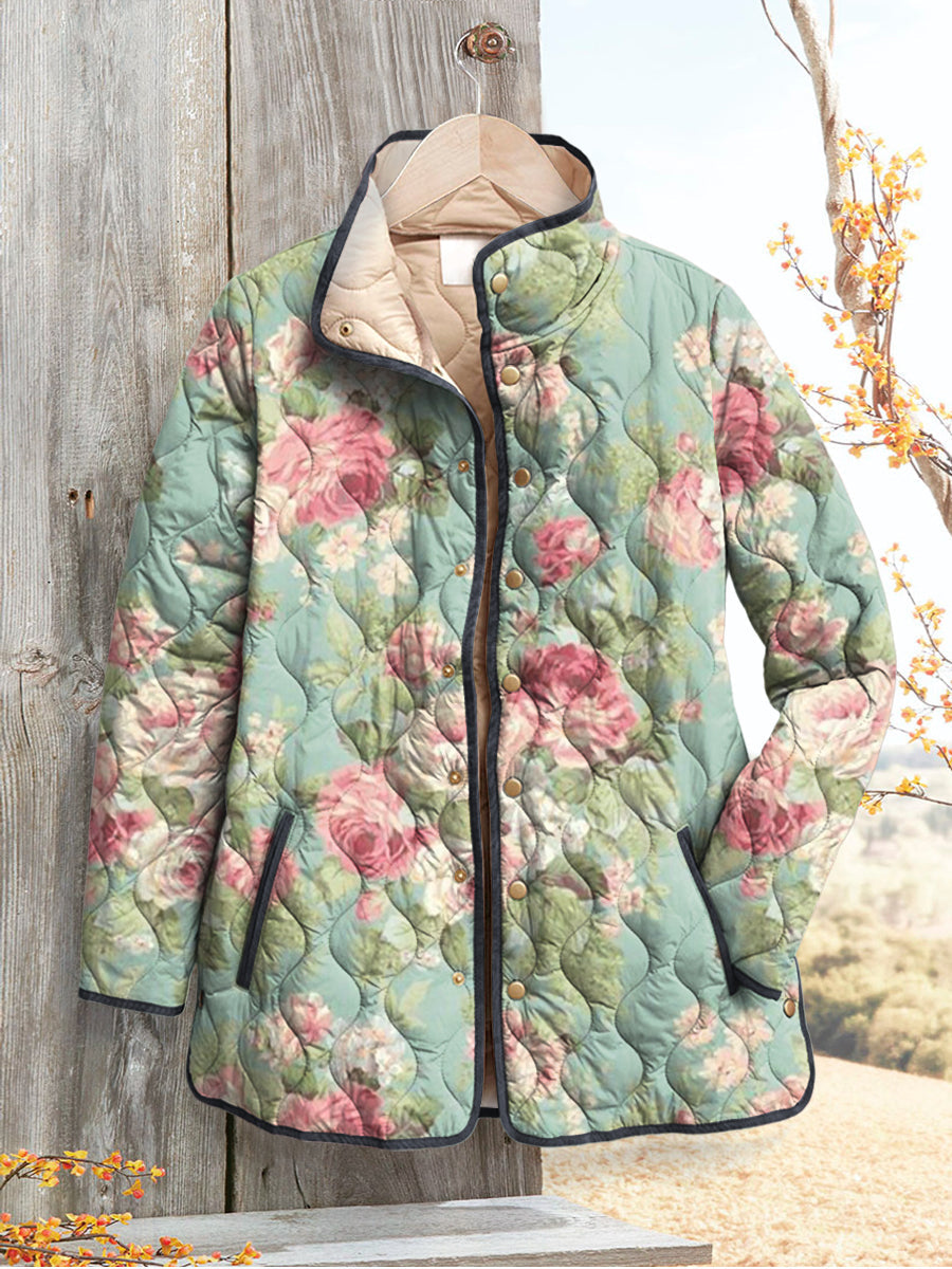 Optimized Product Title: "Damen Steppjacke mit Retro Blumenmuster – Stylische und Bequeme Winterjacke für Damen" 

This title includes relevant keywords while highlighting the style and comfort of the jacket, making it more appealing for potential buyers