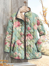 Optimized Product Title: "Damen Steppjacke mit Retro Blumenmuster – Stylische und Bequeme Winterjacke für Damen" 

This title includes relevant keywords while highlighting the style and comfort of the jacket, making it more appealing for potential buyers