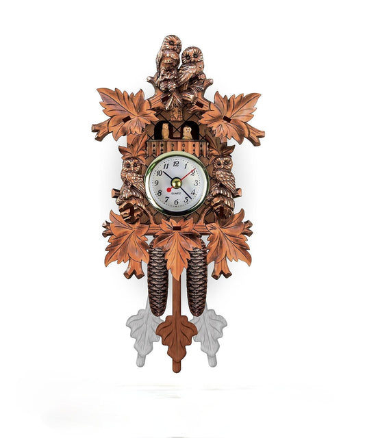 Wooden Cuckoo Clock – Copper Finish, Quartz Movement & 30cm Owl Carving