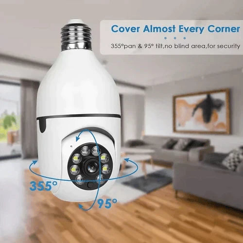 E27 Wireless Security Camera – 1080p, 360° Pan-Tilt & Infrared Night Vision