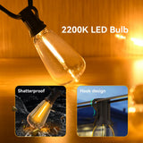 Outdoor LED String Lights – Weatherproof, Shatterproof Bulbs & 2200K Warm White