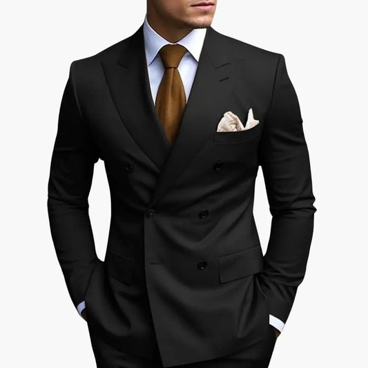 Men's Suit with Notched Lapel and Double-Breasted Design