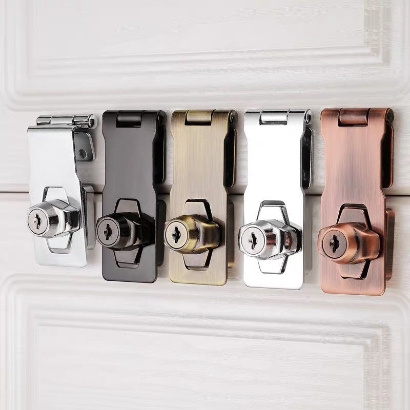 Cabinet Hinge Lock – Zinc Alloy, Screw or Adhesive Mount & 2 Keys