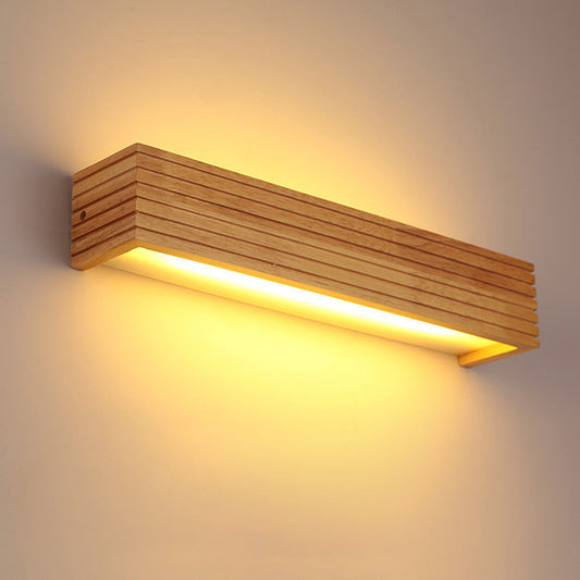 Wooden LED Wall Lamp – Modern Minimalist Design, Bedroom &amp; Living Room Use
