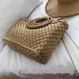 Woven Beach Bag – Round Handles, Spacious & Boho Design