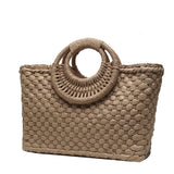Woven Beach Bag – Round Handles, Spacious & Boho Design