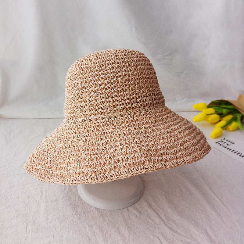 Women's Wide-Brim Straw Sun Hat – Breathable Weave, UV Protection & Retro Design