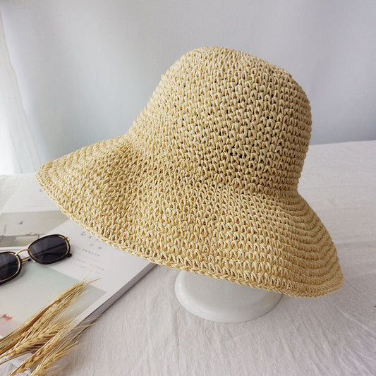 Women's Wide-Brim Straw Sun Hat – Breathable Weave, UV Protection & Retro Design