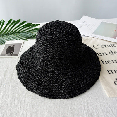 Women's Wide-Brim Straw Sun Hat – Breathable Weave, UV Protection & Retro Design