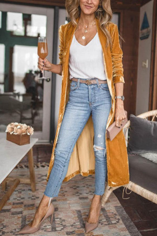 Isabella Suede Kimono Jacket - Yellow