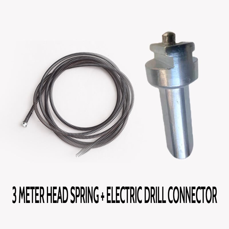 Drain Cleaning Spiral – Manganese Steel, Drill Adapter for 1-3m Pipes