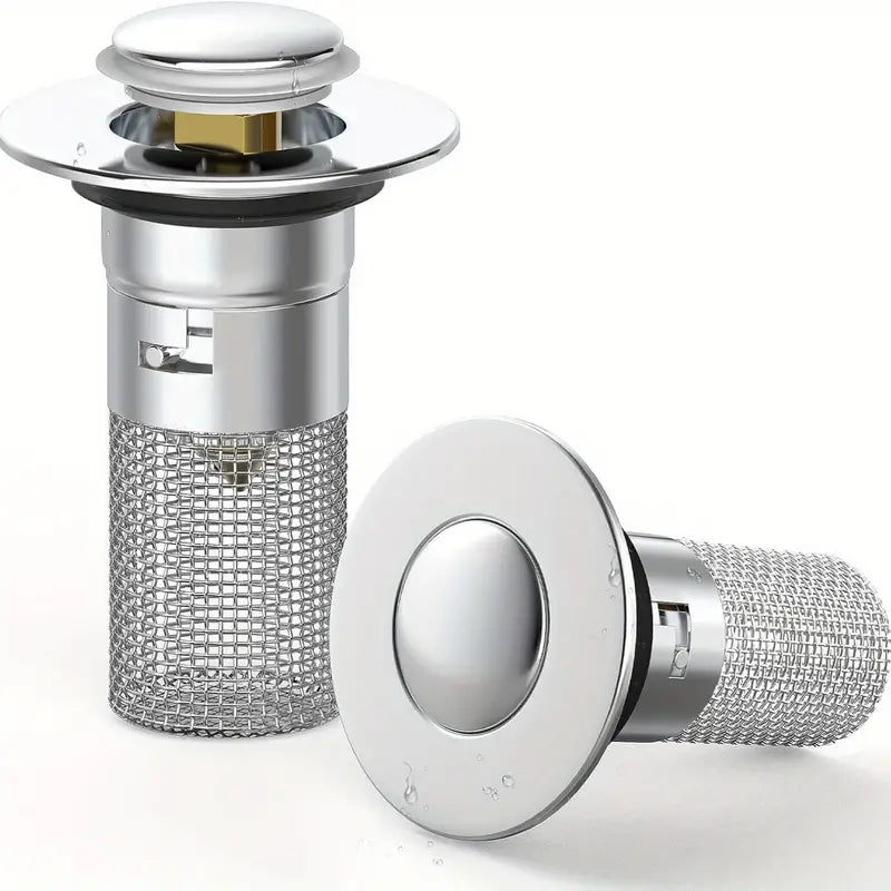 Stainless Steel Drain Strainer – Pop-Up Stopper, Hair Catcher & Tool-Free Install