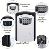 Outdoor Key Safe Box – 4-Digit Combination, Weatherproof Steel & Wall-Mounted