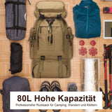 80L Hiking Backpack – Water-Resistant Nylon, Padded Back & Multi-Compartment