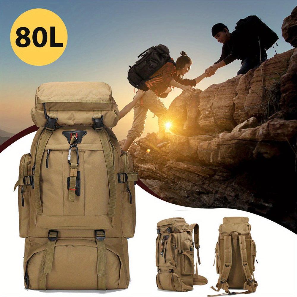 80L Hiking Backpack – Water-Resistant Nylon, Padded Back & Multi-Compartment