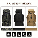 80L Hiking Backpack – Water-Resistant Nylon, Padded Back & Multi-Compartment