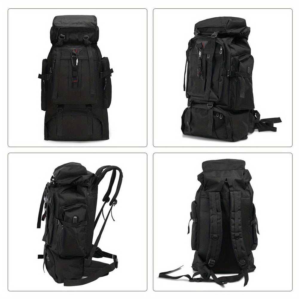 80L Hiking Backpack – Water-Resistant Nylon, Padded Back & Multi-Compartment