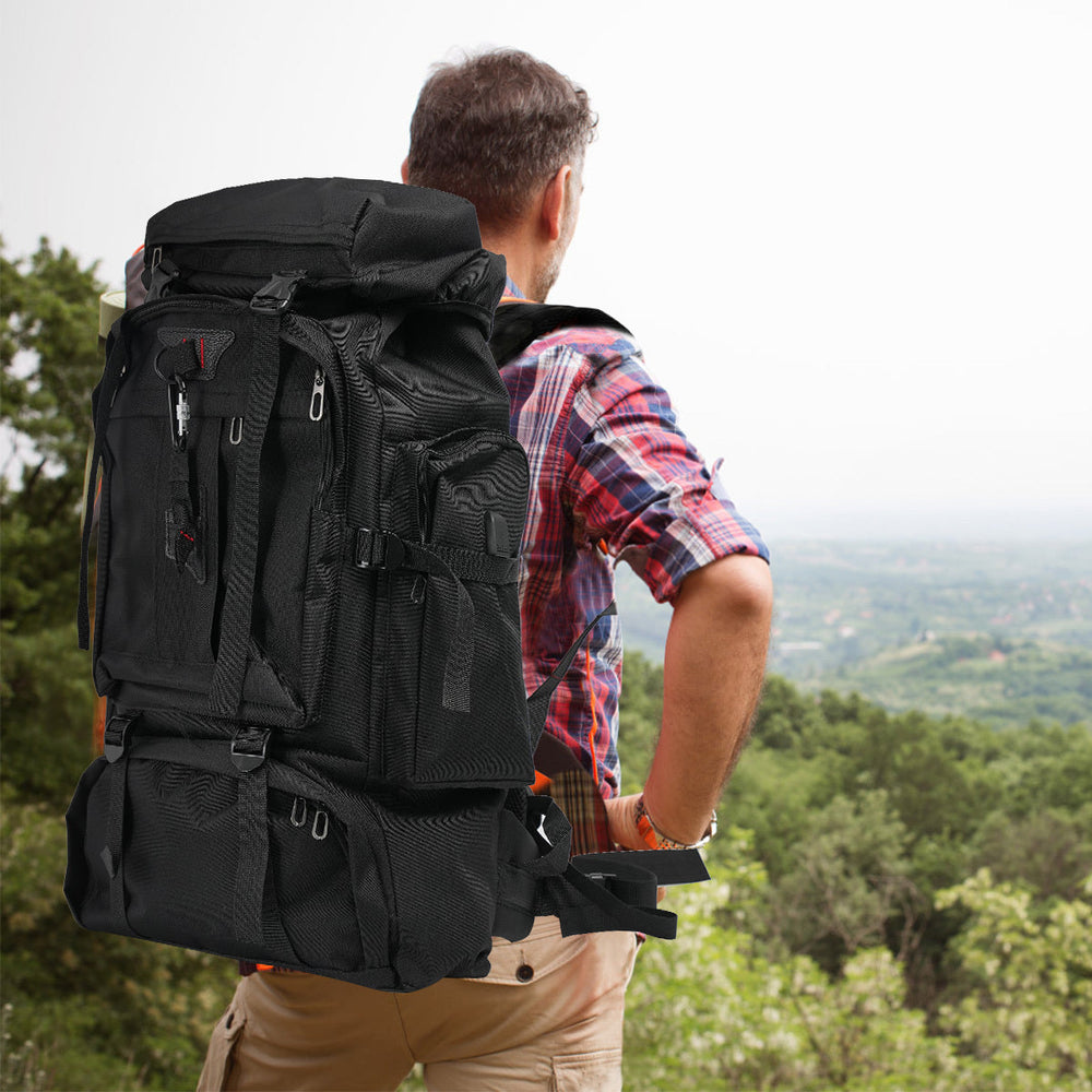 80L Hiking Backpack – Water-Resistant Nylon, Padded Back & Multi-Compartment