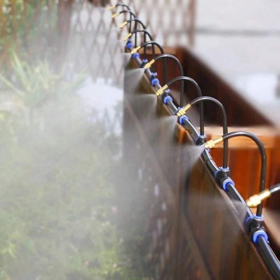 Garden Misting System – 20m Hose, 20 Brass Nozzles & Tool-Free Setup