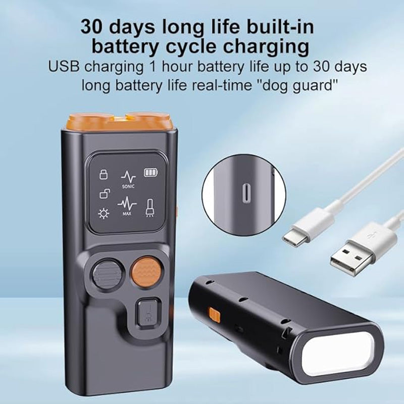 Ultrasonic Anti-Bark Device – LED Flash, 6m Range & Rechargeable 800mAh