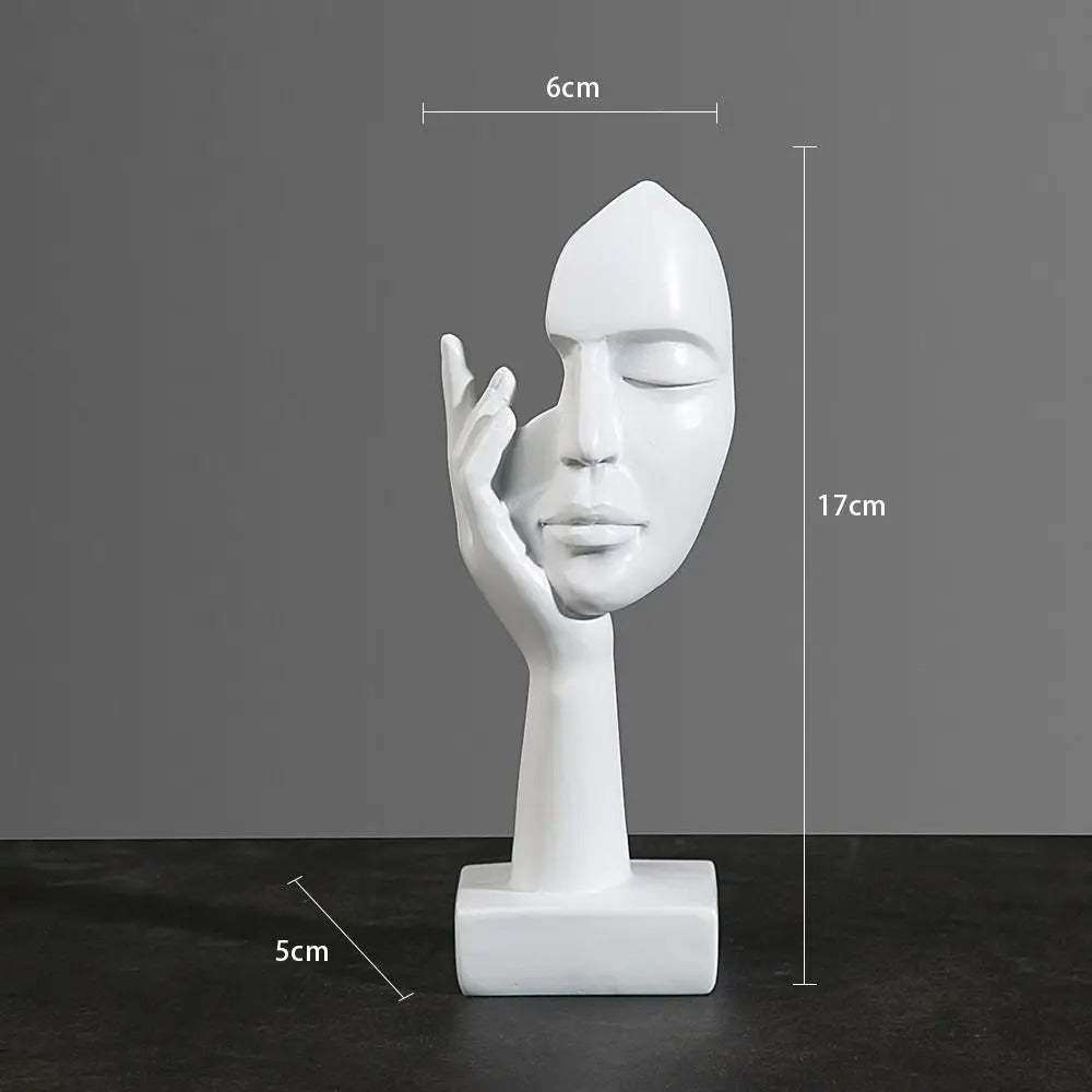 Abstract Face Sculpture – Resin, 17×6.5×5cm, Gold, Black or White Home Decor