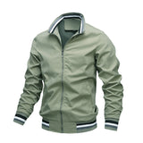 Men's Bomber Jacket with Synthetic Shell and Striped Rib Trim