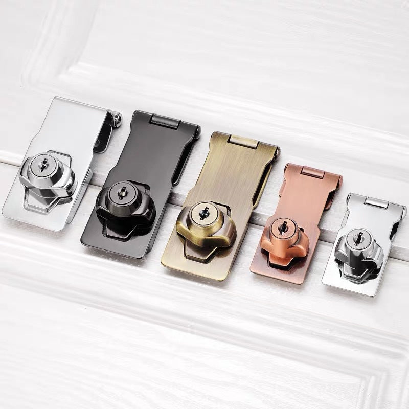 Cabinet Hinge Lock – Zinc Alloy, Screw or Adhesive Mount & 2 Keys