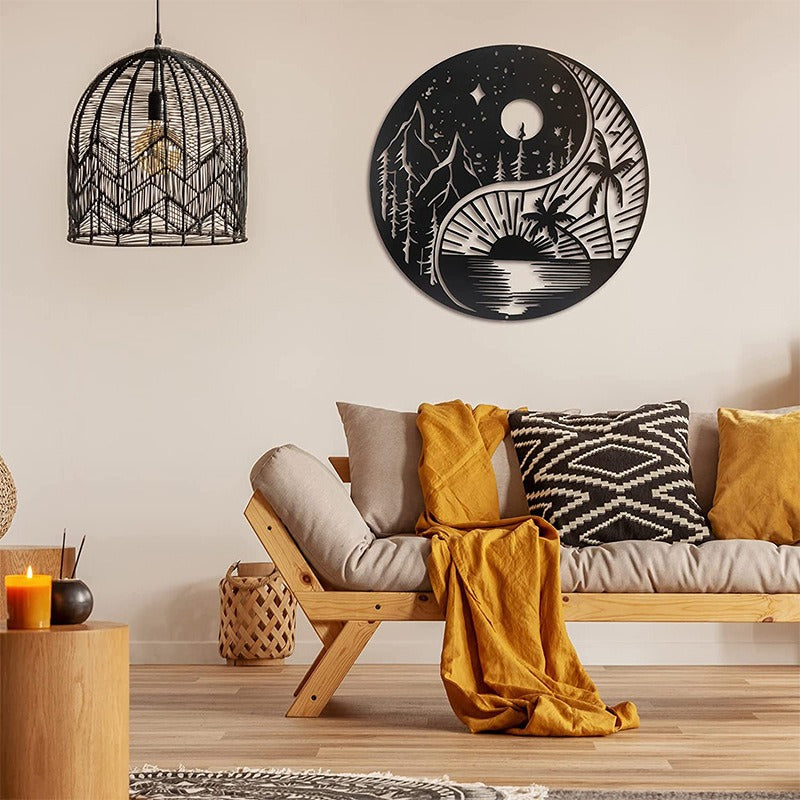 Tree of Life Metal Wall Art – Black Steel, Ø29cm & Bird Family Design