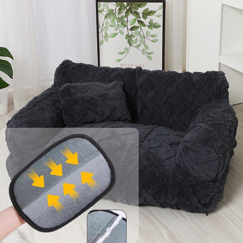 Plush Pet Sofa Bed – Raised Bolster, PP Cotton Fill & 4 Colors