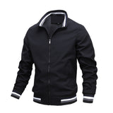 Men's Bomber Jacket with Synthetic Shell and Striped Rib Trim