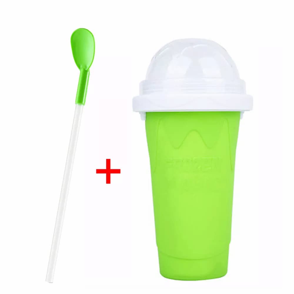 Slushy Maker Cup – Quick-Freeze Squeeze Cup, Leak-Proof Lid & 2-in-1 Straw Spoon