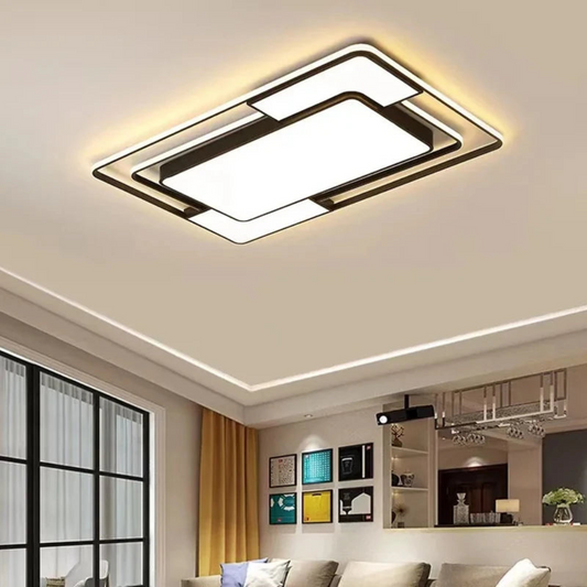 LED Ceiling Light – Remote-Controlled, Geometric Design &amp; Adjustable Color Temperature