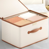Foldable Storage Box – Lid, Leather Handles & Water-Resistant Oxford Fabric
