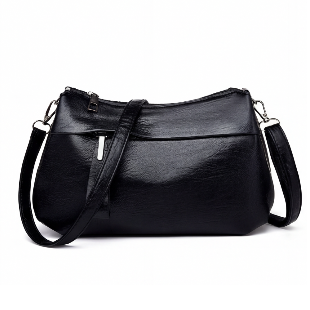 Stylish Soft Faux Leather Crossbody Bag with 3 Compartments – Perfect for Everyday Use
