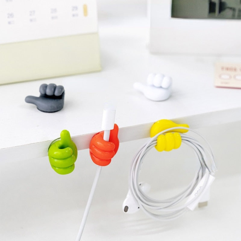 Silicone Thumb Hooks – Self-Adhesive Cable Organizers, 20-Pack, 8 Colors