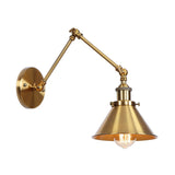 BowLift | Iron Brass Wall Lighting Scalloped/Horn/Cone Single 6"/8" Width Antique Wall Lamp with Swing Arm