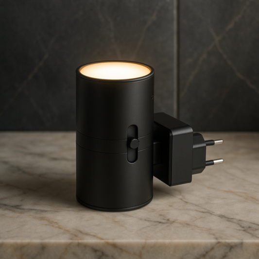 Dimmable Plug-In LED Night Light – Rotary Dimmer, Warm White & Compact Design