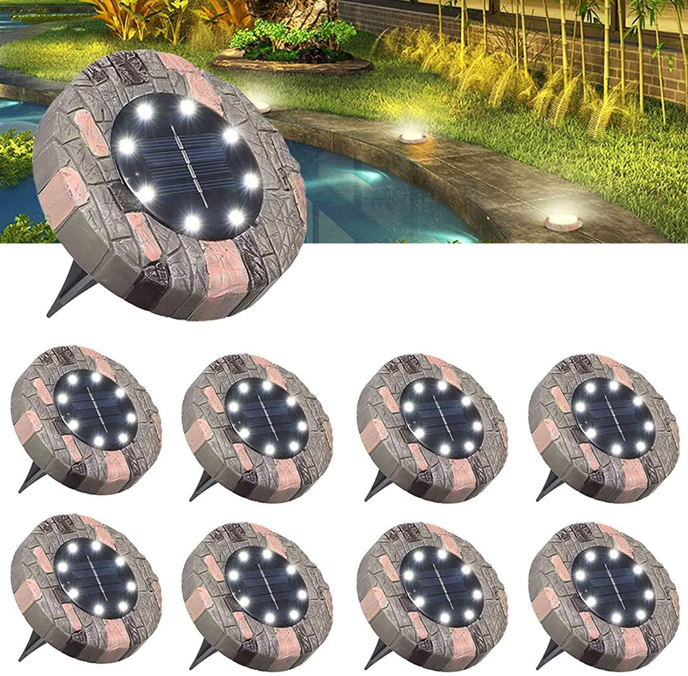 Solar Garden Pathway Lights – 12 LEDs, Warm White & Set of 8 with Ground Stakes