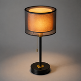 Table Lamp – Double Fabric Shade, Metal Base & Vintage-Inspired Design