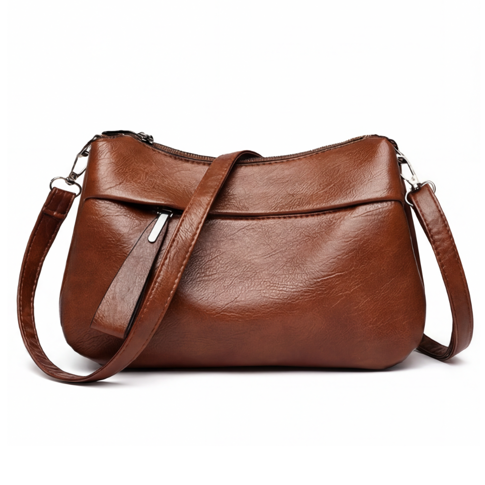 Stylish Soft Faux Leather Crossbody Bag with 3 Compartments – Perfect for Everyday Use